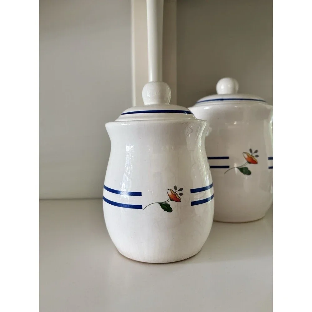 Vtg Floral Canister Set Set of 3 Ceramic Canisters Granny/Cottage Core 80s 90s